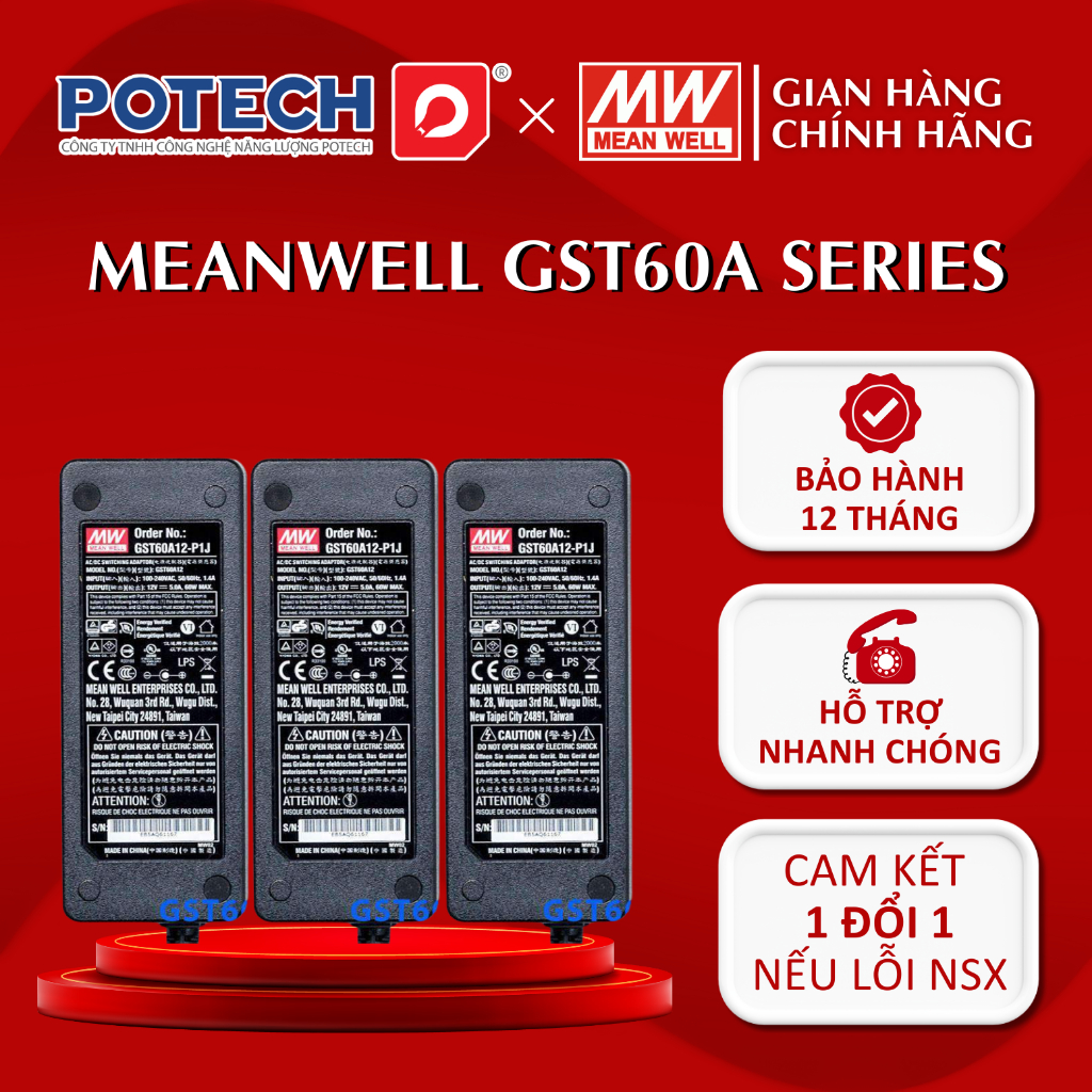 MEANWELL แหล่งจ่ายไฟ GST60A05-P1J, GST60A12-P1J, GST60A15-P1J, GST60A24-P1J, GST60A48-P1J, อะแดปเตอร