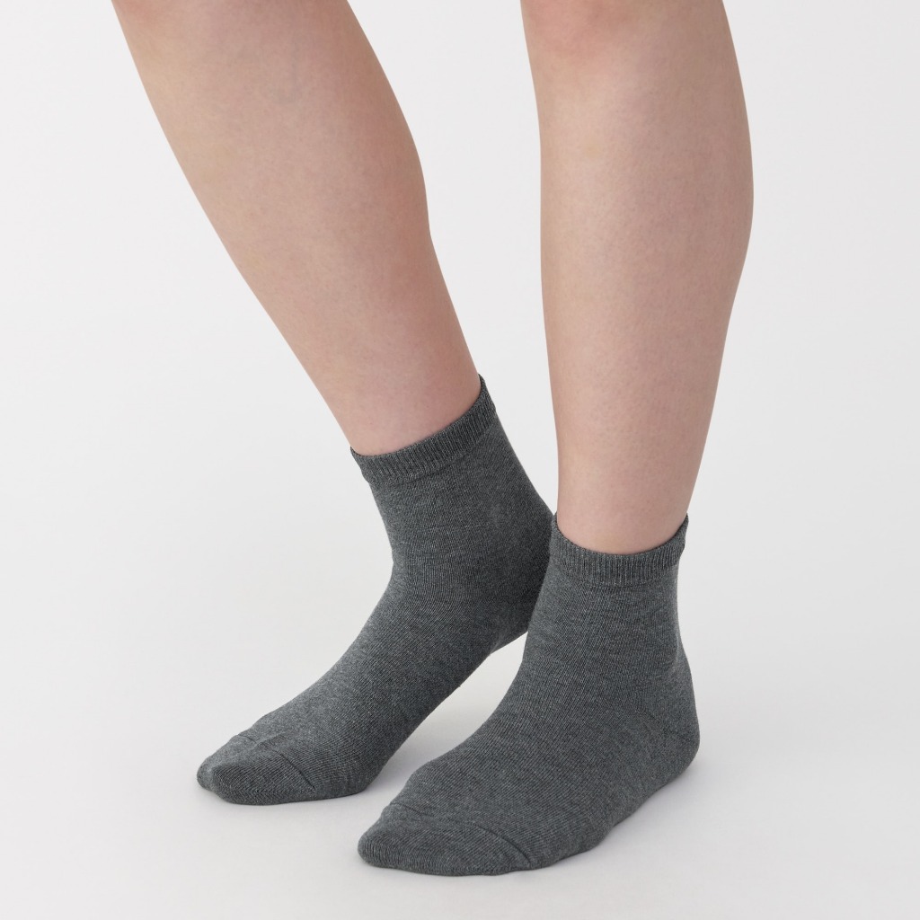 MUJI ถุงเท้ากลางคอผู้หญิง 90 องศา Slim 3 ชั้น Non-Ankle Socks (23-25 ซม.)
