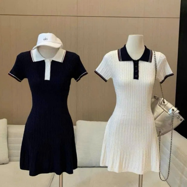 WGWE• mtg เดรสคอโปโลคอปกบานเล็กน้อย 6548 wgwe QC product freesize