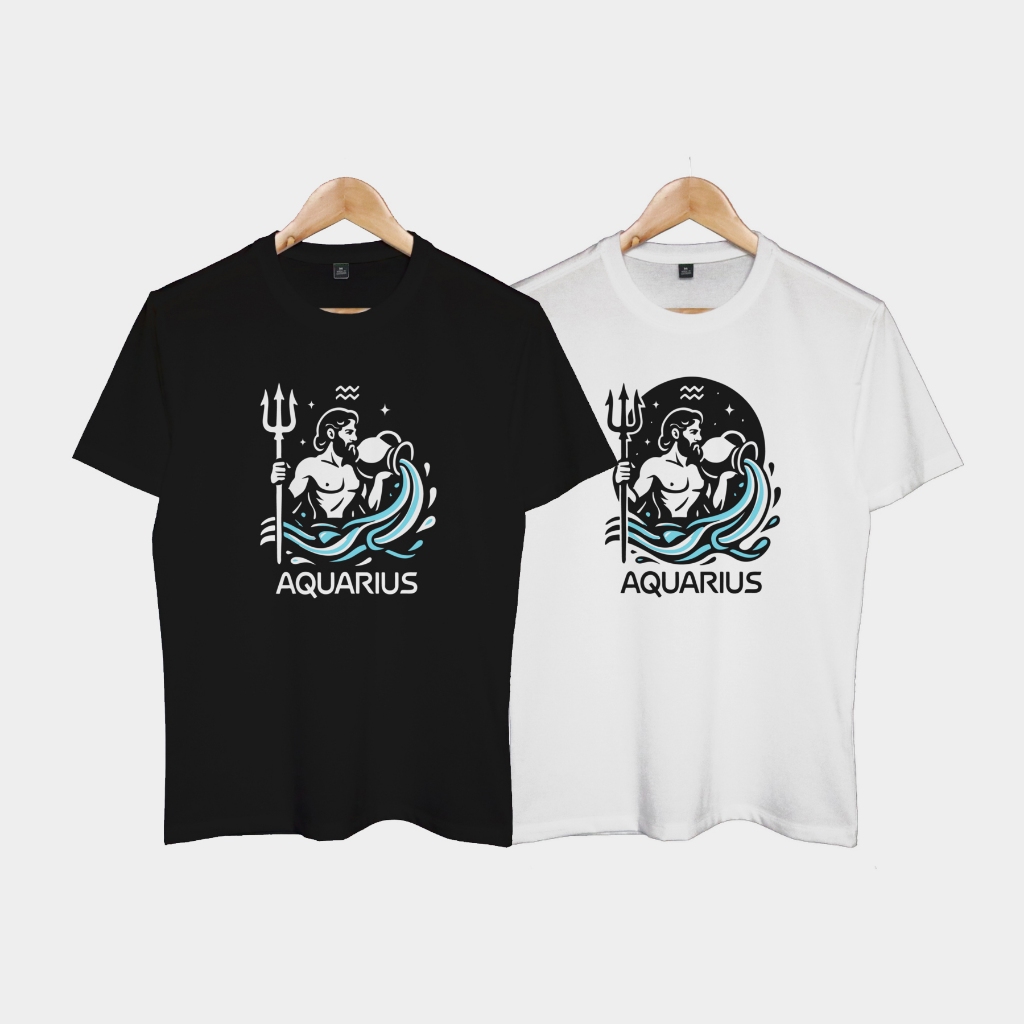เสื้อยืดคอกลม Aquarius Aquarius สําหรับผู้ชายและผู้หญิง