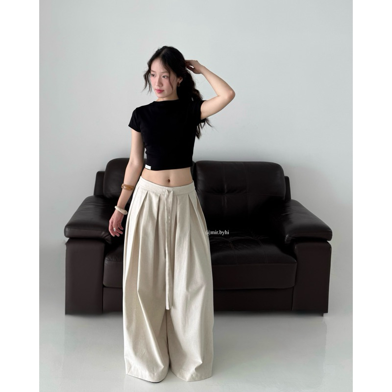 กางเกง THU.NG THINH | Mir.byhi | กางเกงขาก๊วยผ้าลินินทรงหลวม