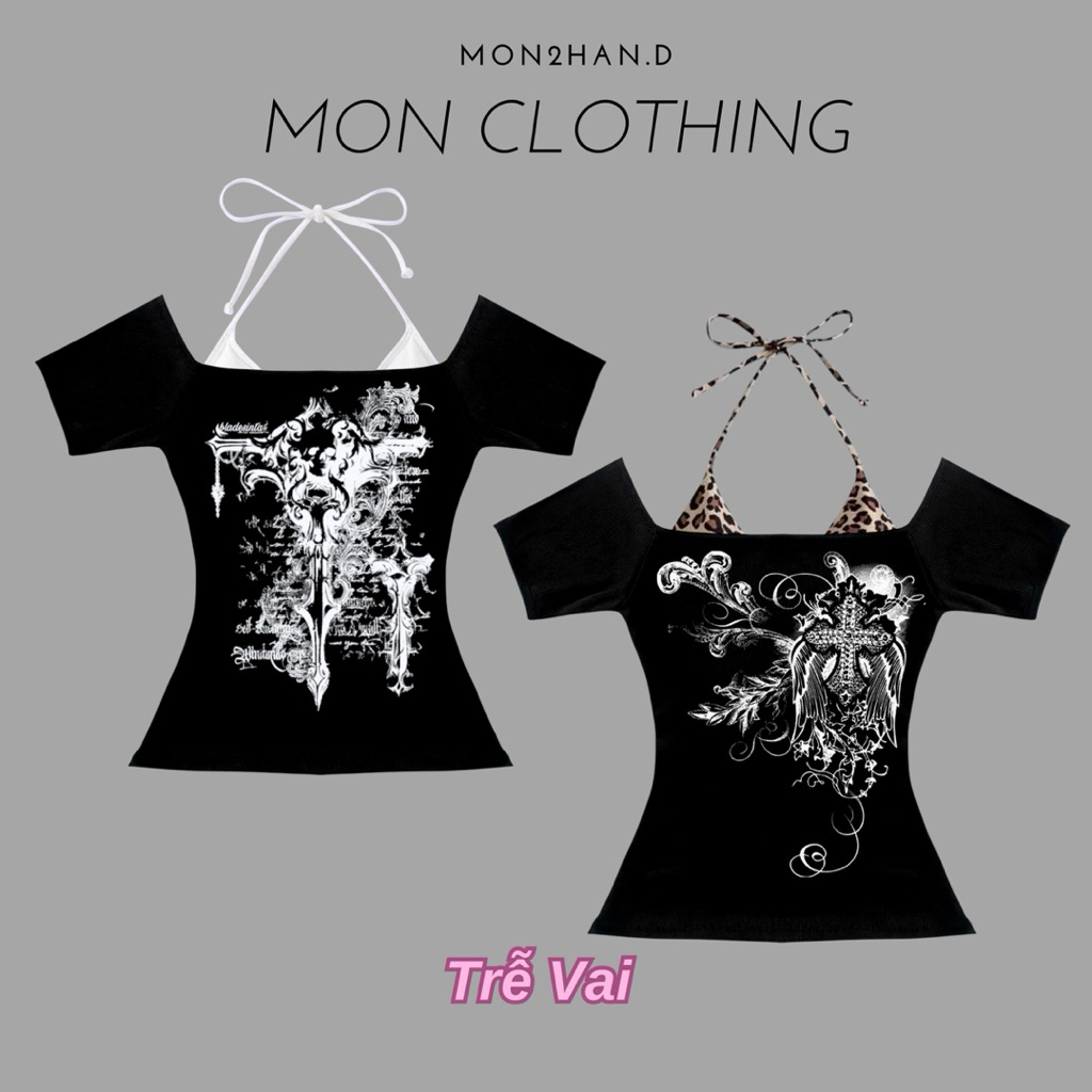 เสื้อปิดไหล่ Y2K สีดํา 2 ด้านข้าง - เสื้อปิดไหล่ Y2K