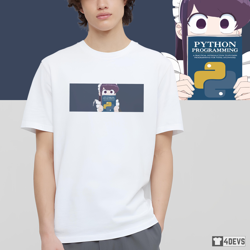เสื้อยืด Anime Python - เสื้อยืดผ้าฝ้ายสีขาวแขนสั้นคอกลม fordev for coder | 4devs | ฟอร์ดevs