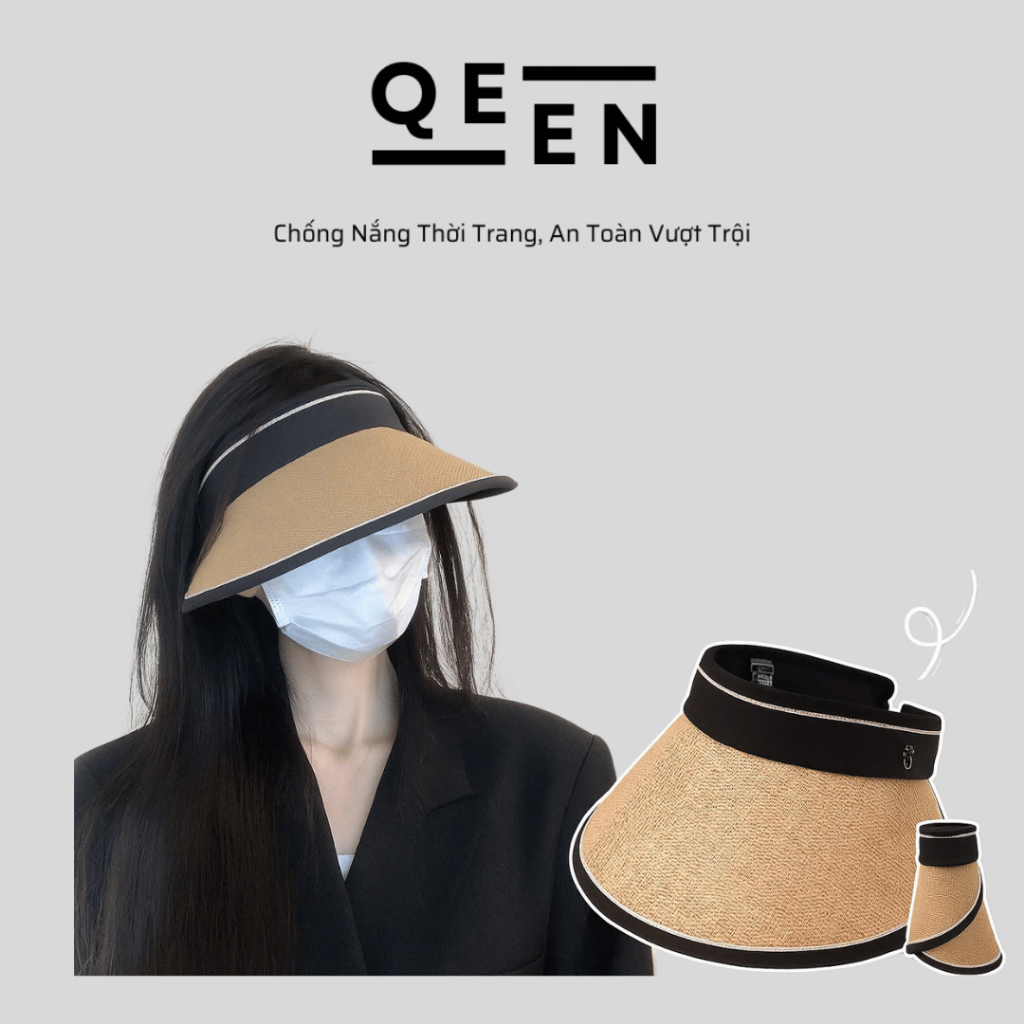 หมวกกันแดดครึ่งหัว QEEN แฟชั่นสะดวกและหรูหรา