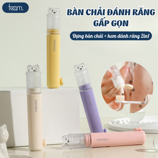 Bàn Chải Đánh Răng Gấp Gọn Tích Hợp Kem Đánh Răng 2in1 Lông Mềm Nhỏ Gọn Tiện Dụng Mang Du Lịch