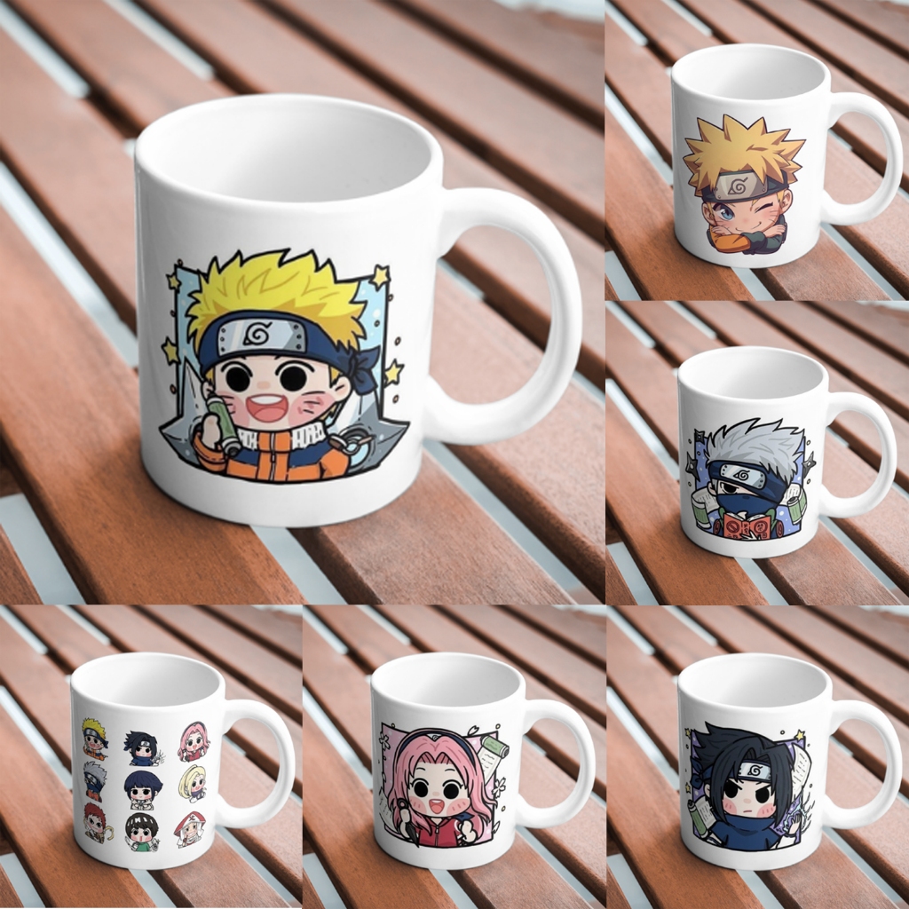 ถ้วยเซรามิคพิมพ์ลาย Naruto chibi Naruto gaara sasuke kakashi shikamaru neji hinaata itachi lee sakur