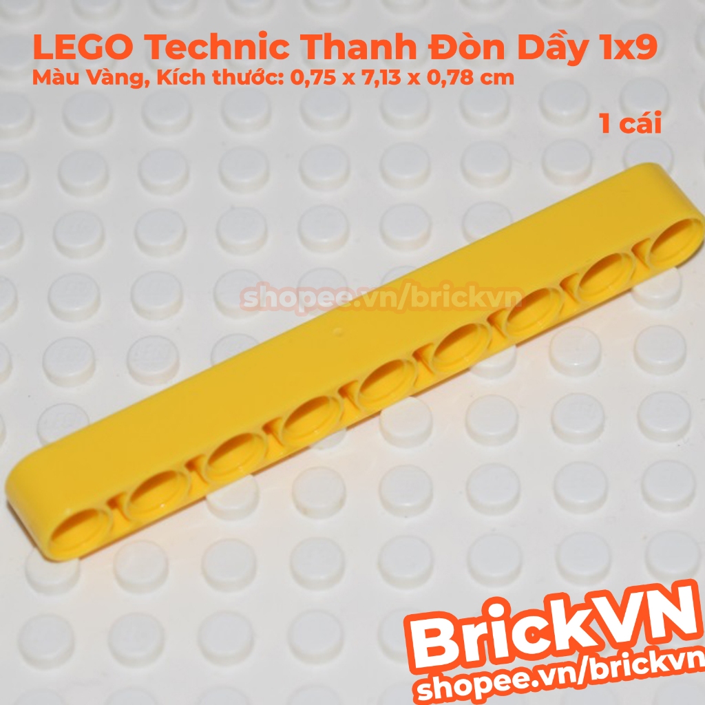 1x LEGO Yellow Technic, Liftarm Thick 1 x 9 ID 64289, 40490 (1 ชิ้น - ใหม่)