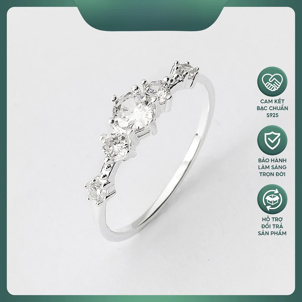 TYCHE Snow Princess แหวนเงินผู้หญิงหุ้มนิ่วประกาย TYCHE JEWELRY