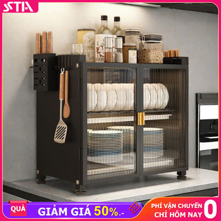 STA Kệ để đồ thép carbon Có khay thoát nước Kệ tủ đa năng Chống bụi 360° Tủ bếp Đen/Trắng