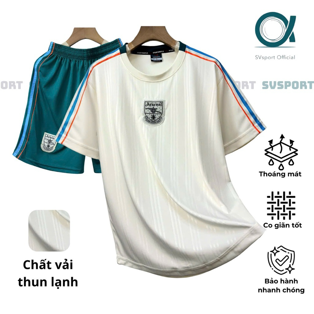 ASENAL CREAM ชุดบอลปักโลโก้ - ผ้ายางยืดคุณภาพสูง Top Sport