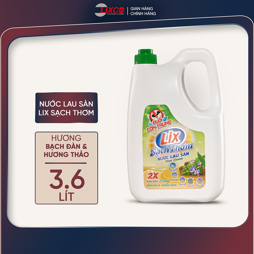 Lix clean ผลิตภัณฑ์ทําความสะอาดพื้นกลิ่นยูคาลิปตัสและโรสแมรี่สําหรับพื้นสะอาดเงางาม 3,6L/CH12 18102