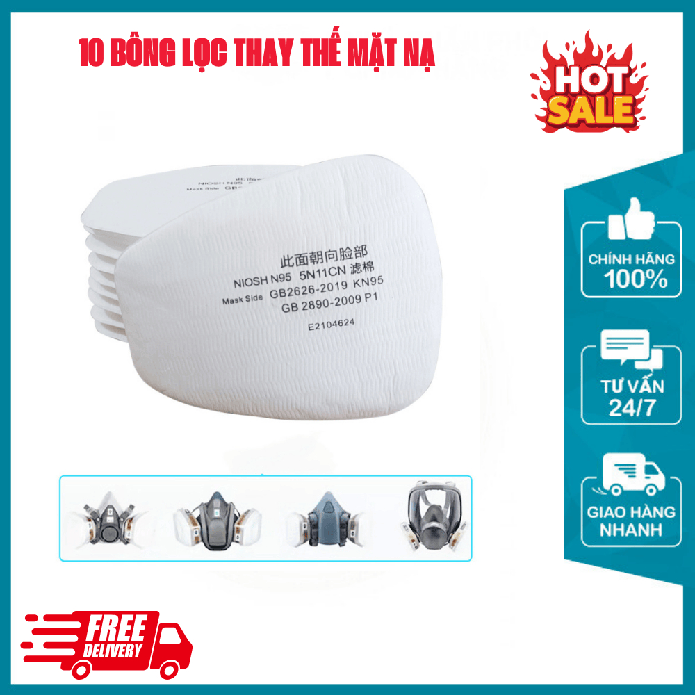 Combo 10 กรองผ้าฝ้าย Anti-Poison หน้ากาก 3m 6200 6800 7502 5N11CN KN95