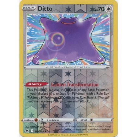 การ์ดโปเกมอนแท้ 1 ใบ,Ditto - 107/159 - Holo Rare Reverse Holo -M-NM