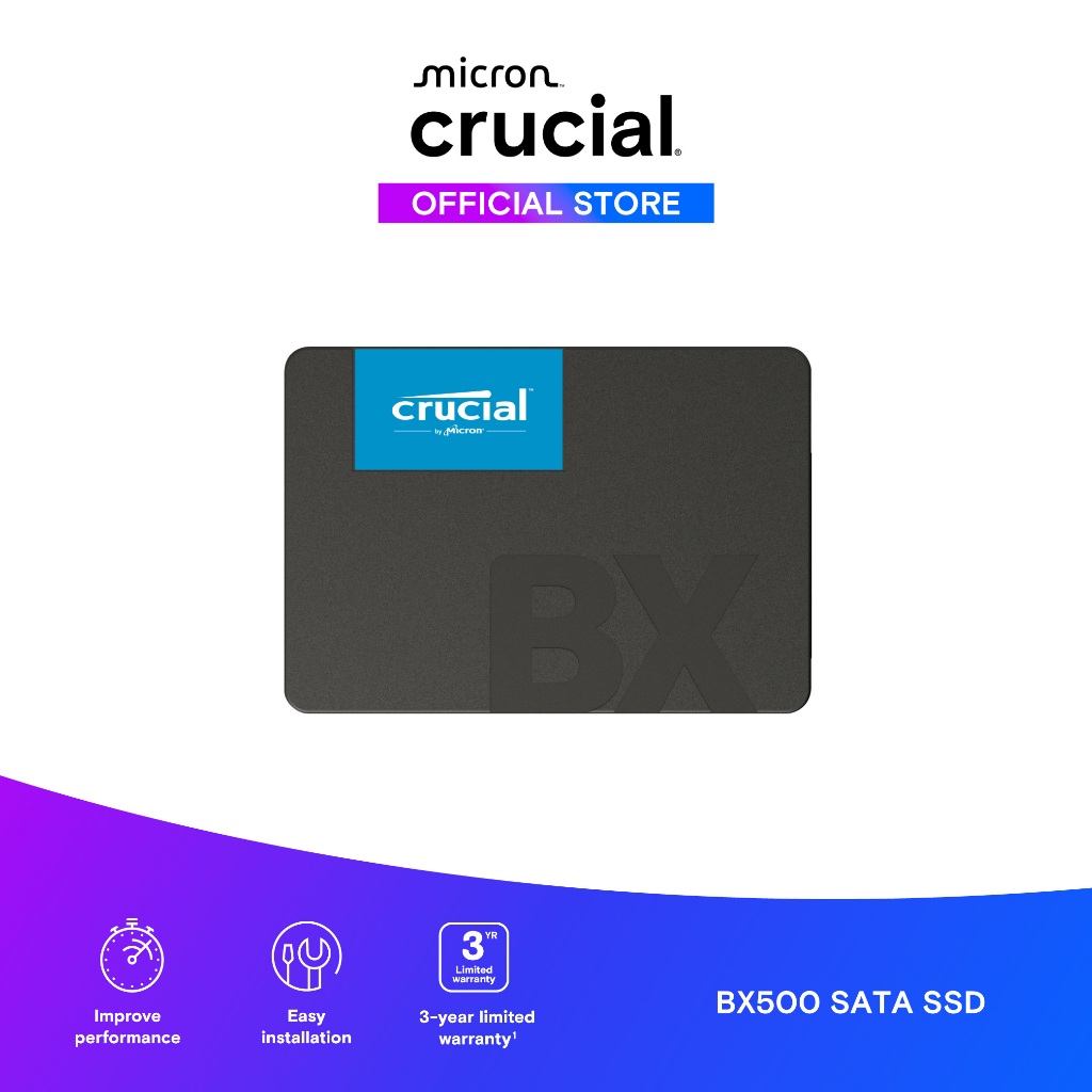 ฮาร์ดไดรฟ์ Crucial SSD 500GB BX500 3D NAND 2.5 - นิ้ว SATA III CT500BX500SSD1 - สินค้าของแท้