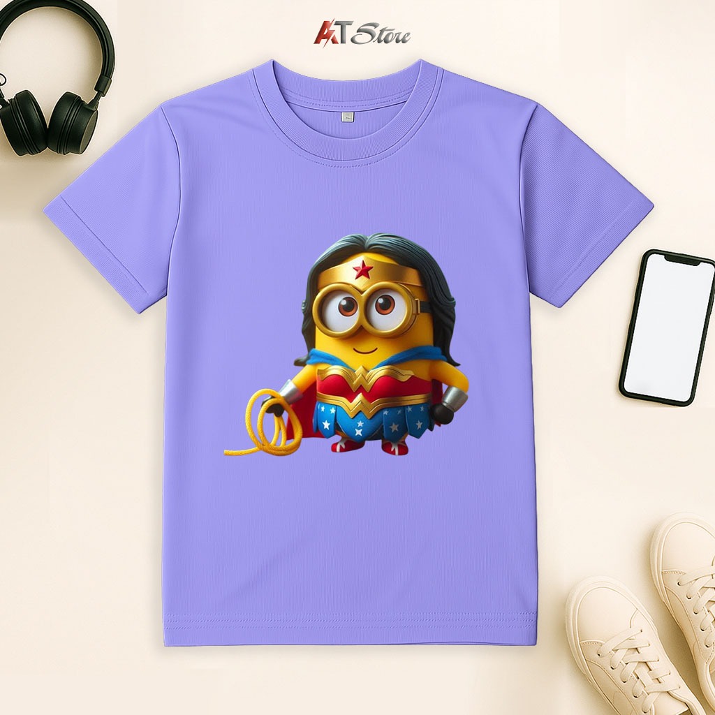 MINION WONDER WOMAN เสื้อยืดเด็ก ผ้าจระเข้งาเท่ ยืด 4 ทิศทาง ไซส์ผู้ใหญ่ AT Store