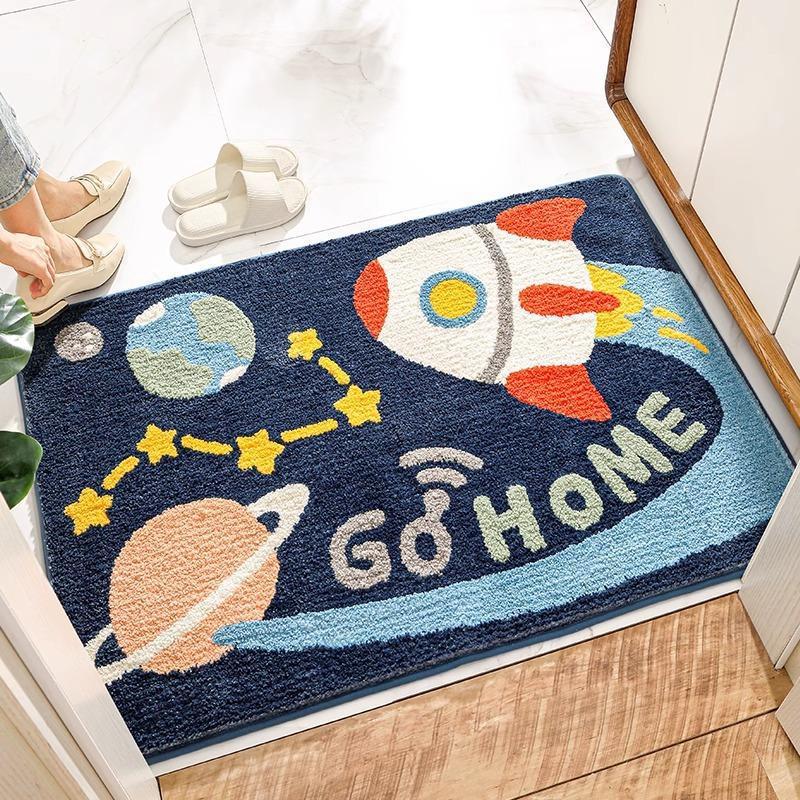 พรมเช็ดเท้าประตูห้องน้ําและห้องนั่งเล่นกันลื่นหรูหราในรูปทรง Go Home - TCCC01
