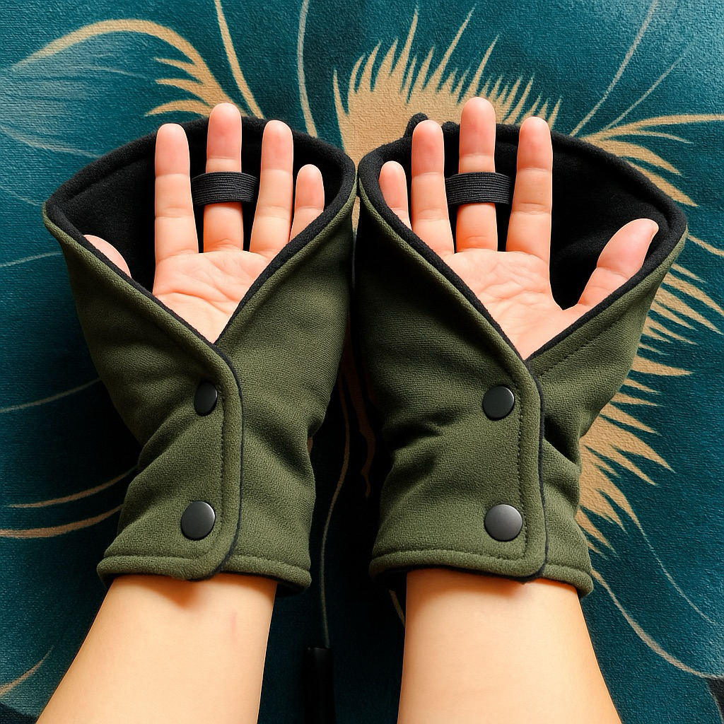 SUPER THICK 2-LAYER SUN GLOVES WITHOUT FINGERS ขับขี่สะดวกมาก [จัดส่งแบบสุ่ม]