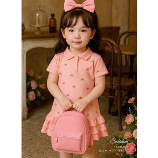 ชุดเดรสสําหรับเด็กผู้หญิงคอปกตาข่ายระดับไฮเอนด์ตั้งแต่8กิโลก…