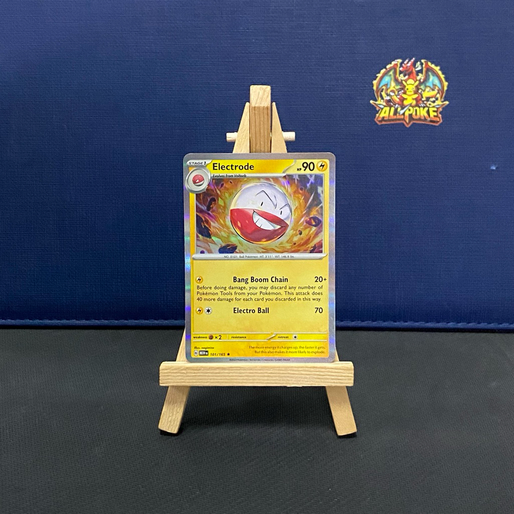 การ์ด 1 ใบ การ์ดโปเกมอนแท้ Electrode - 101/165 - Holo Rare -M-NM
