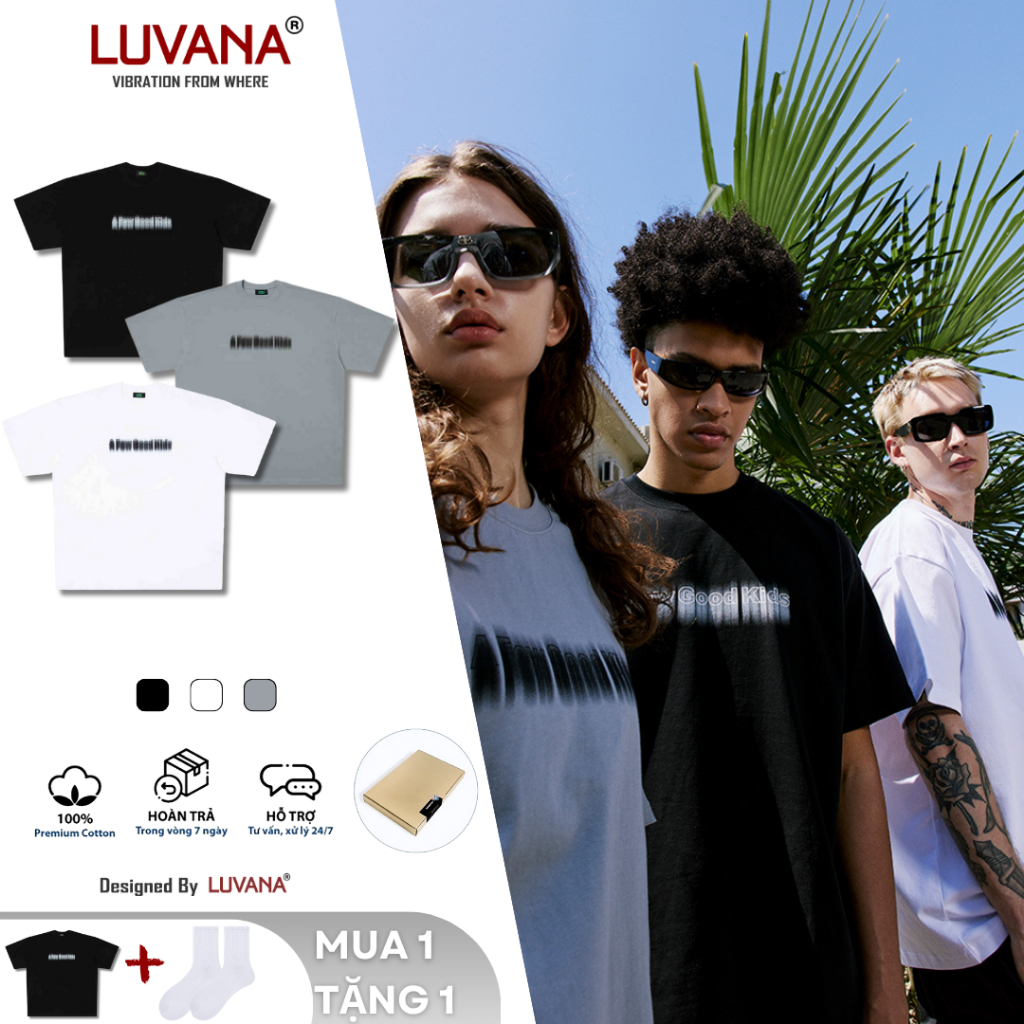 เสื้อยืดผู้ชายและผู้หญิง Unisex พิมพ์ด้วย A Few Good LUVANA รูปแบบ Oversize หลวมเสื้อยืดรอบคอผ้าฝ้าย