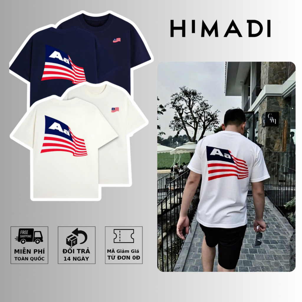 AA Studio Flag Premium Boxy เสื้อยืดแบรนด์ท้องถิ่น Unisex Oversize ผู้ชายและผู้หญิง - HIMADI แฟชั่นผ