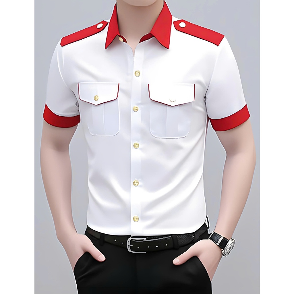 เสื้อเชิ้ตผู้ชายแขนสั้นสไตล์เกาหลีสุดเท่และชาย - N94