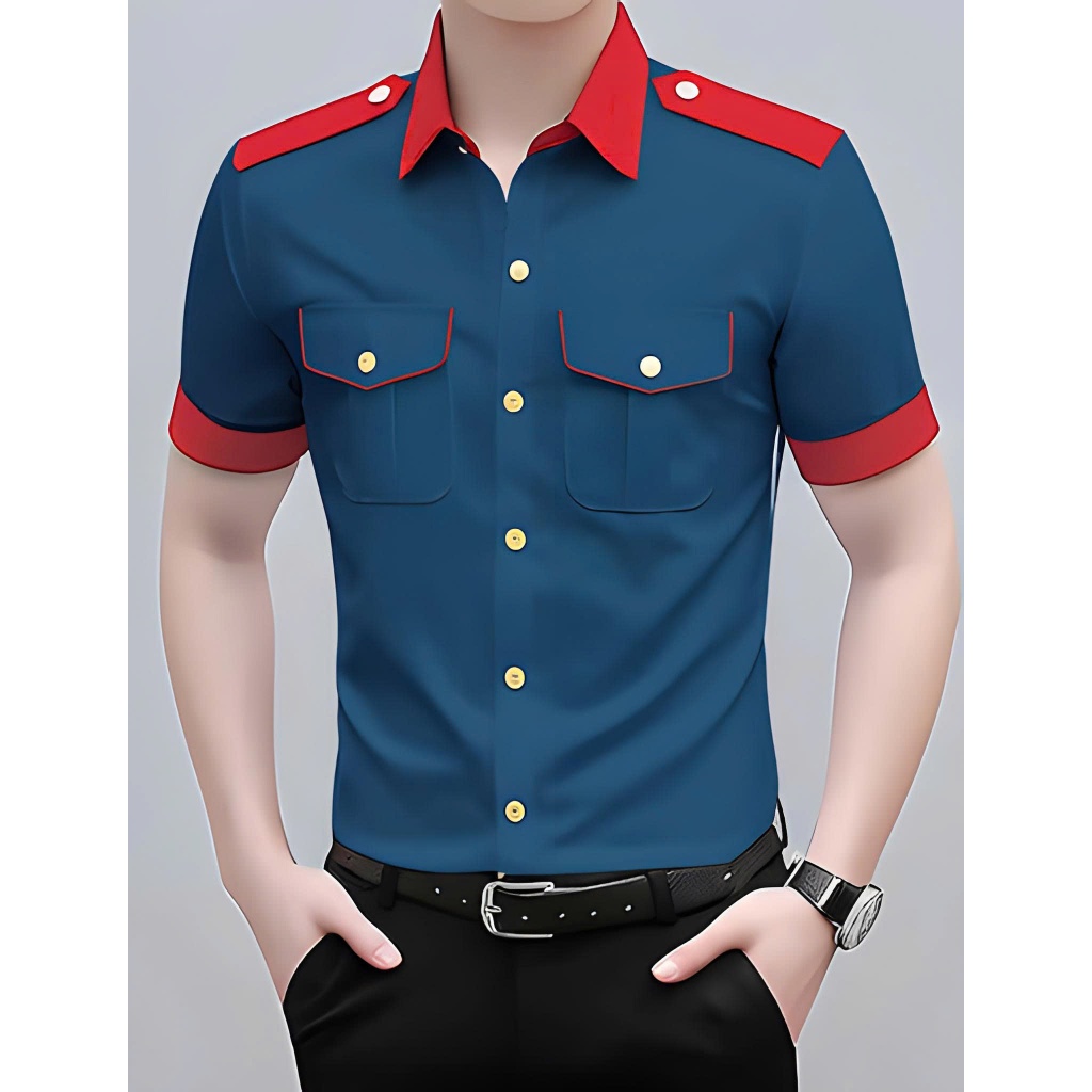 เสื้อเชิ้ตผู้ชายทรงสลิมสไตล์เกาหลีเสื้อเชิ้ตแขนสั้น - N94