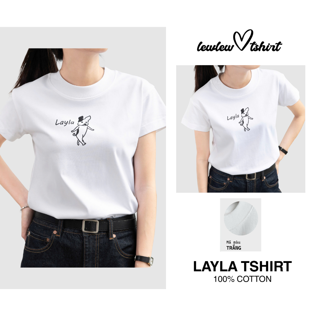 LAYLA lewlew.tshirt เสื้อยืดผู้หญิง-เบบี้ทีฟอร์ม ผ้าฝ้ายเท่ๆ 100%