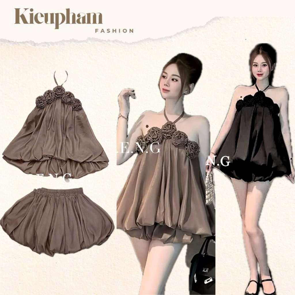 Set Baby Official Floral Embellished Camisole + กางเกงกระโปรงสั้นพอง Kieupham.shop