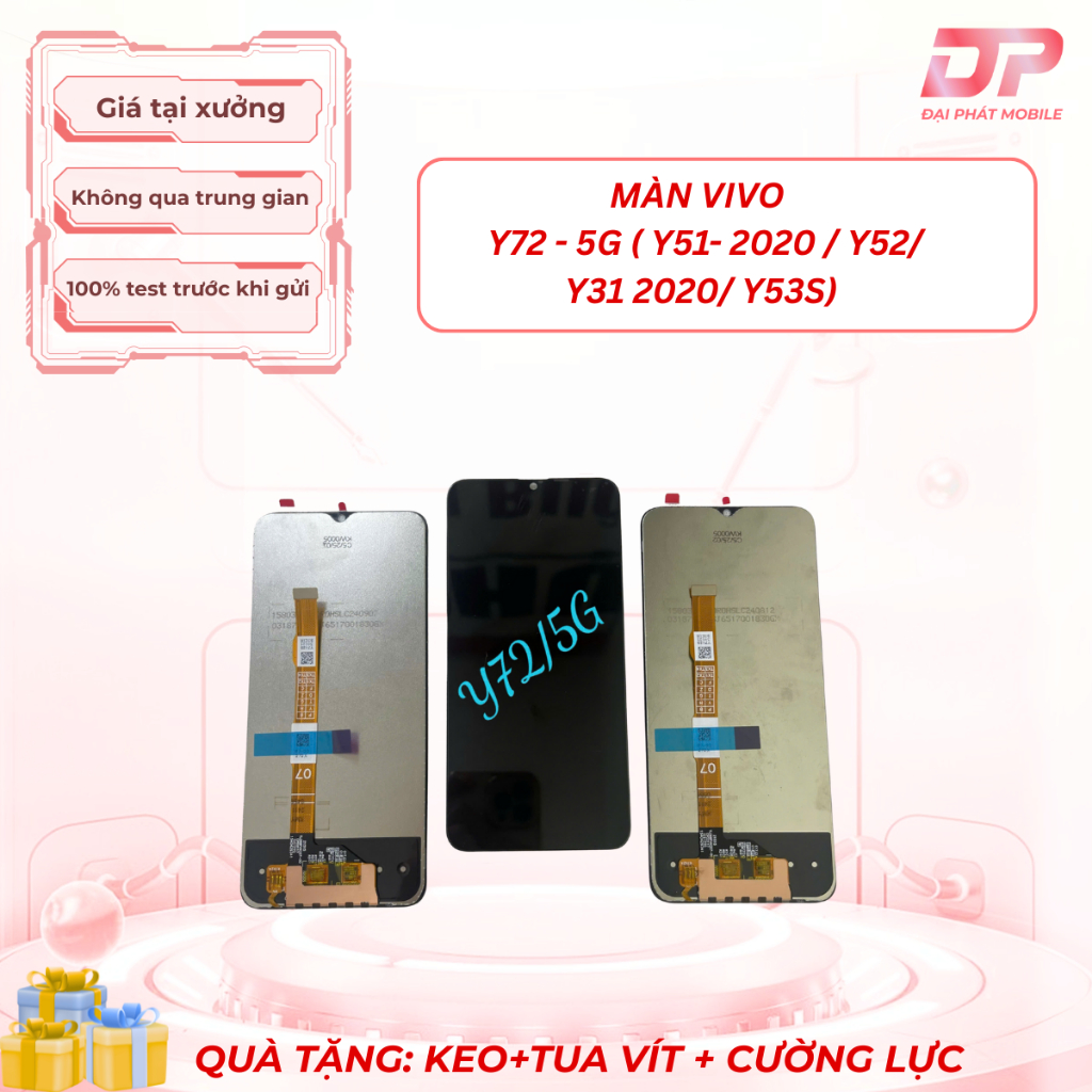 หน้าจอมือสอง Vivo Y72 5G, Y51 2020, Y52, Y31 2020,Y53S - มาพร้อมกาว + สกรู + ชุดของขวัญกระจกนิรภัย!