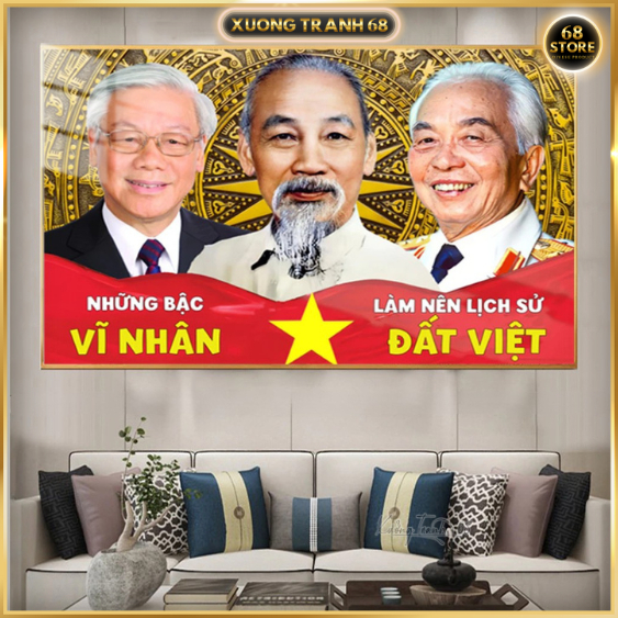 ภาพวาดกระจกของ VIETAMES GREAT PERSONS คุณภาพสูง 5D UV พิมพ์สไตล์โมเดิร์น S1
