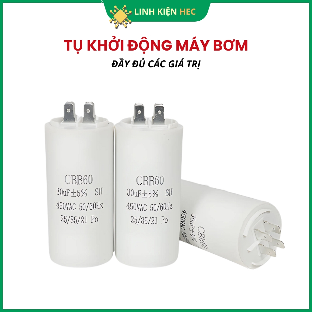 ตัวเก็บประจุมอเตอร์ปั๊มน้ําเฉพาะของแท้ CBB60 4uF-40uF 450V linhkienhec.