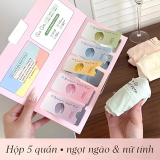 Hộp 5 Quần Lót Nữ Chất Lụa Băng Mềm Mại,Dạng Chip Đùi Mới+ Đũng Quần 10A Cải Tiến Trải Dài Cotton Thấm Hút Macaron