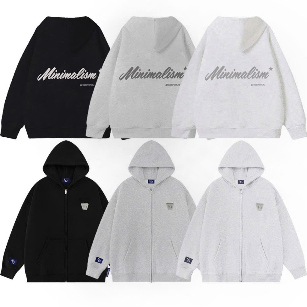 NQ30 Boxy BLISS Zip Hoodie Jacket ปักหมวกกว้างสําหรับผู้ชายและผู้หญิง Unisex ขนแกะหนากว่างโจว - รูปที่ 4