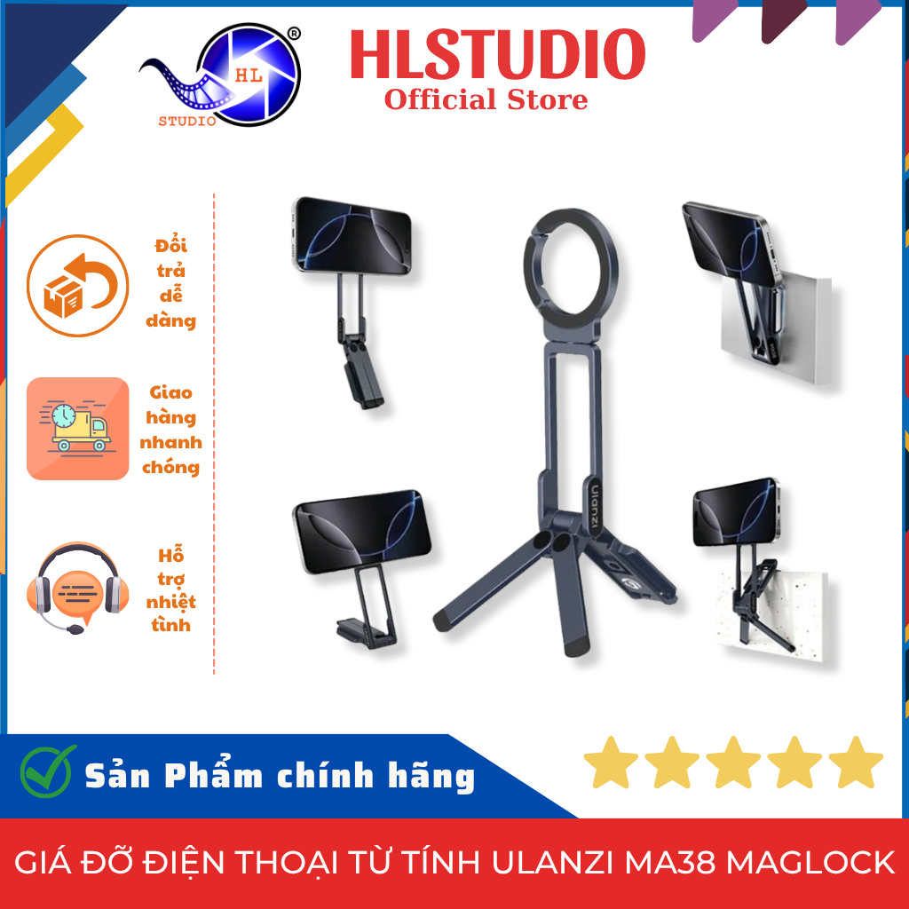 Ulanzi MA38 MagLock ที่วางโทรศัพท์แม่เหล็กอลูมิเนียมอัลลอยด์โหลด 450g น้ําหนัก 108g HL Studio