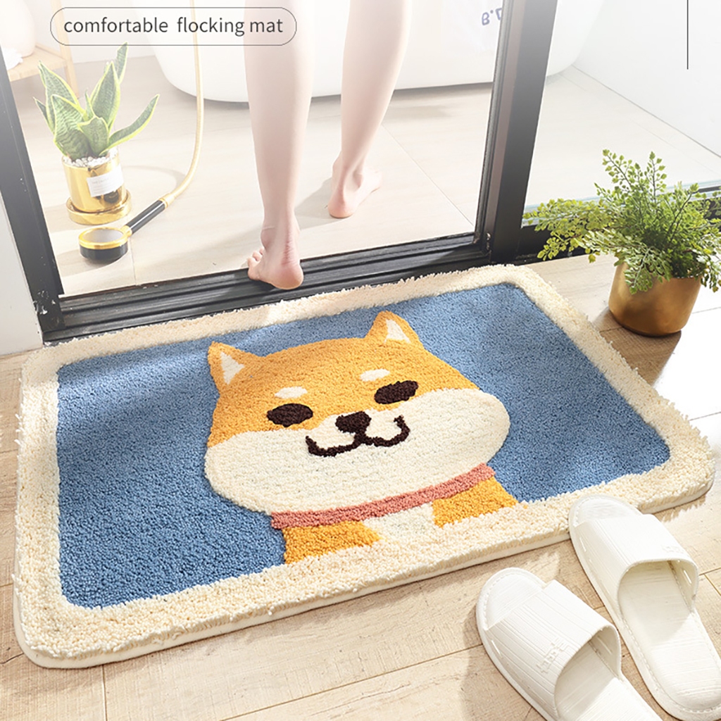 พรีเมี่ยม พรมเช็ดเท้าประตูห้องน้ําและห้องนั่งเล่นกันลื่น - รูปสุนัขชิบะ TCCC02