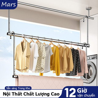 𝐌𝐚𝐫𝐬 Giá Phơi Quần Áo Không Cần Đục Lỗ Cây Phơi Quần Áo Điều Chỉnh Được Chất Liệu Thép Không Gỉ Bền