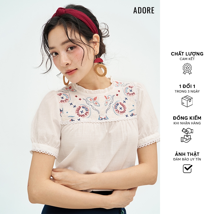 511TO1056 - เสื้อสีขาวปักคอปีนบนลําตัว ADORE DRESS