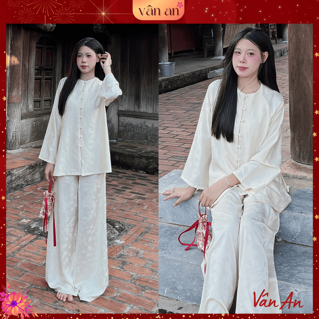 [VAN AN - READY STOCK] ชุดเจดีย์ TINH THI ชุดธรรมะ - ทรงตรง กระดุมพัน - วัสดุผ้าไหมซูโจวเนื้อนุ่ม