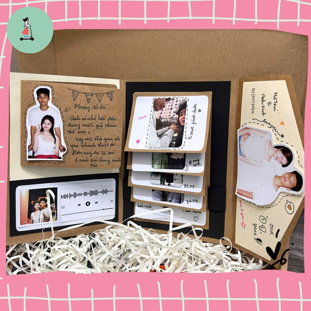 การ์ด Sacrapbook ทําด้วยมือ DIY สติกเกอร์รูปถ่ายของขวัญสําหรับแฟนและแฟน