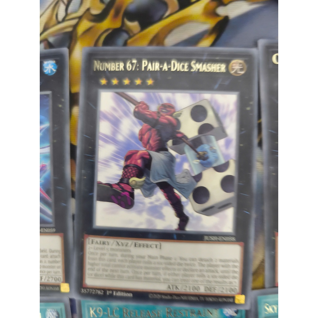 [Yugioh ร้านตลก] การ์ด 1 ใบ เบอร์ 67: จับคู่-a-Dice Smasher - JUSH-EN058 - Rare 1st Edition