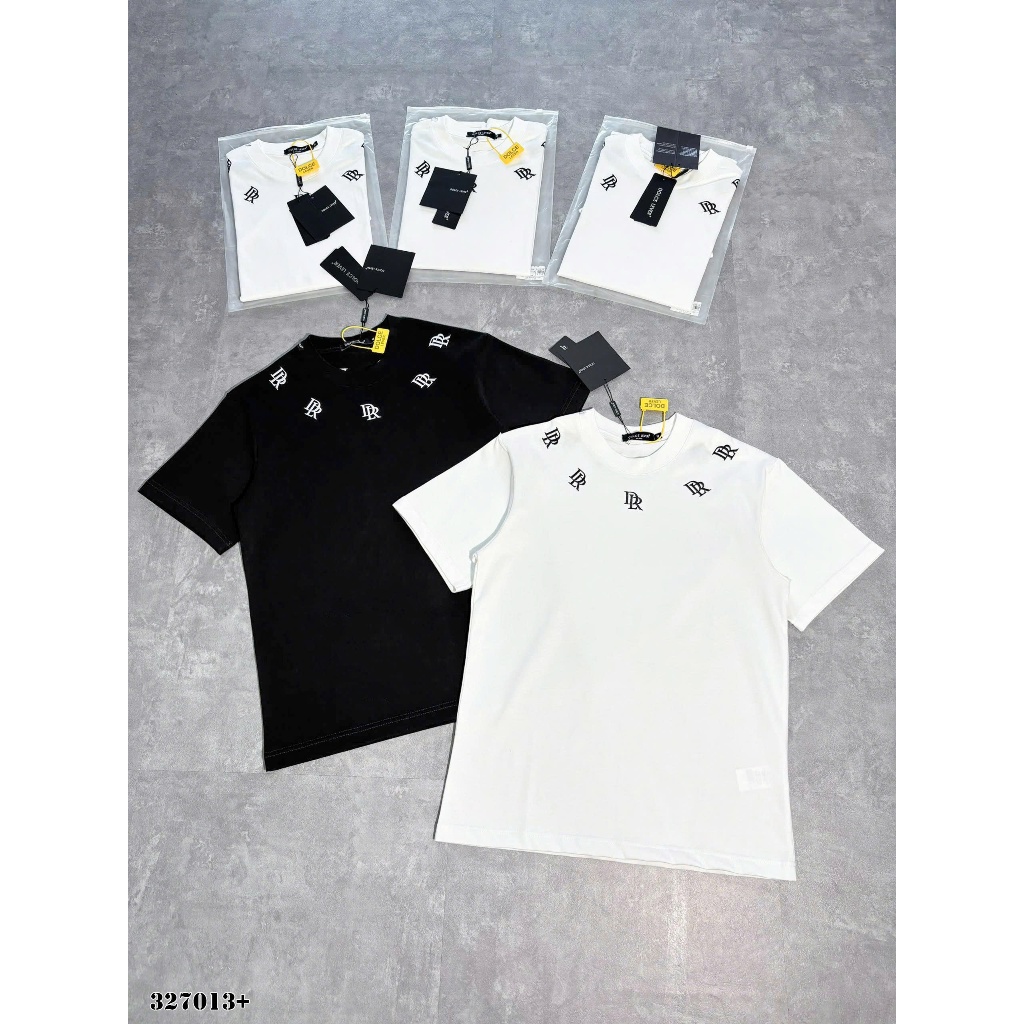 Hot DLR เสื้อยืดปักลายตัวอักษรและคอดีไซน์เทรนด์มาแรงสําหรับผู้ชายและผู้หญิง New 2025