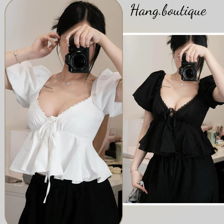เสื้อผู้หญิงคอเต่าแขนและลูกไม้บานตัด,แนวโน้มร้อนผู้หญิงสวยพัฟแขนเสื้อ เบบี้ดอลล์ ส177
