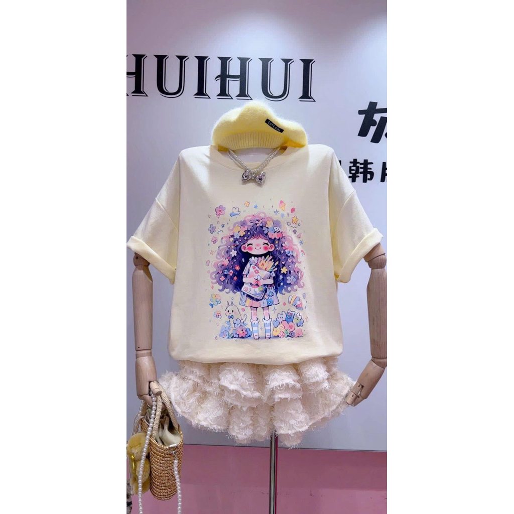 HUI HUI Newtag เสื้อเด็กผู้หญิง ฟรีไซส์