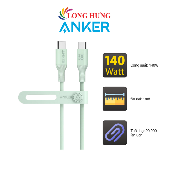 สาย USB Type-C ถึง Type-C Anker 544 TPE สายชีวภาพ 140W 1.8m A80F2 - สินค้าของแท้