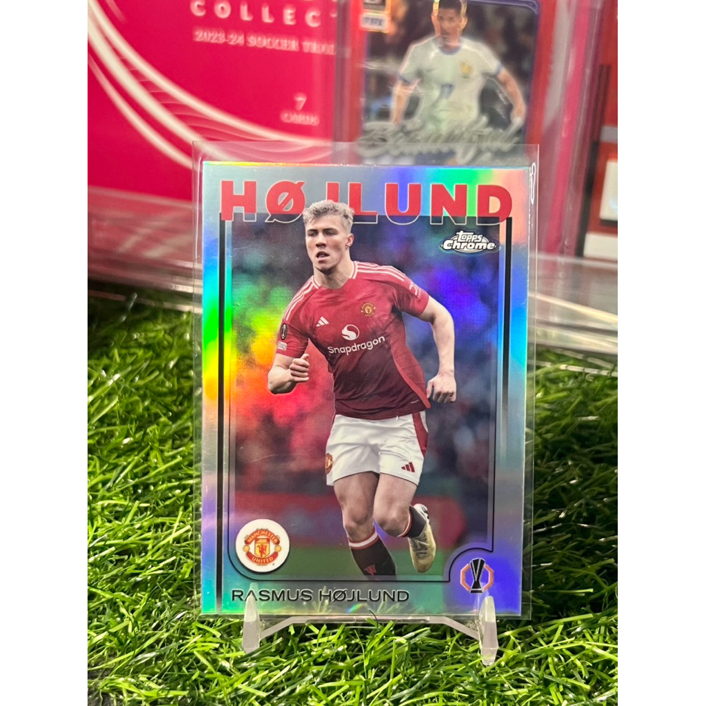 Rasmus Hojlund Refractor Topps Chrome UCL 2024/25 การ์ดฟุตบอล