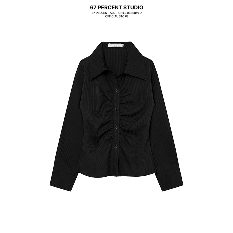 67PERCENT / 67% เสื้อเชิ้ตแขนยาวติดกระดุมสีดํามีสไตล์สําหรับผู้หญิง - เสื้อติดกระดุมต่ํา