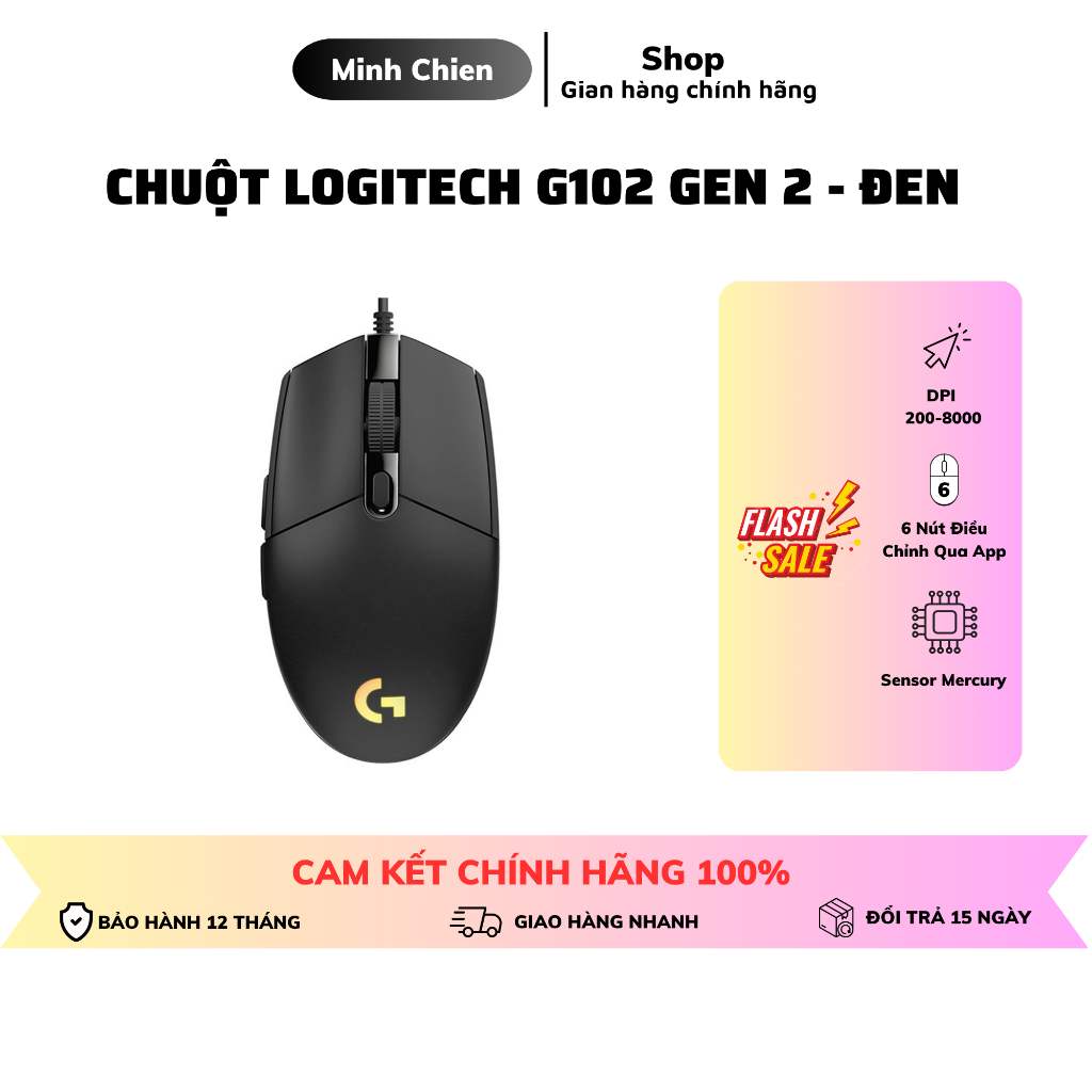 เมาส์สําหรับเล่นเกม Logitech G102 - สีดํา (Gen 2) RGB - การปรับแต่งมาโคร - รับแอป G Hub
