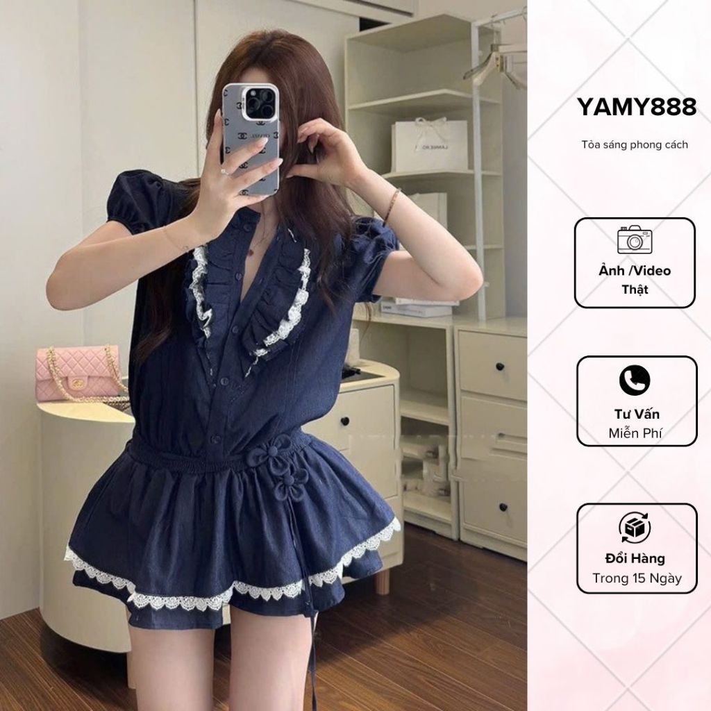 จั๊มสูทผู้หญิงกับชายเร้าใจบานสั้น Chic Womens QC Goods Type 1 Js0075 - Yammy888