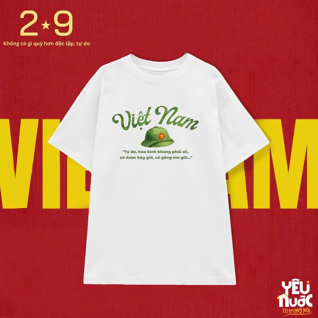 เสื้อยืด Vietnam Hat Coi 2/9 unisex เสื้อยืดผ้าฝ้ายโอเวอร์ไซส์สไตล์เกาหลี